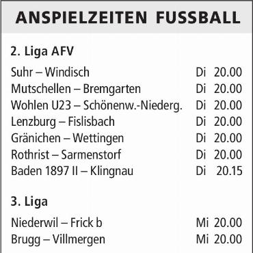 ANSPIELZEITEN FUSSBALL