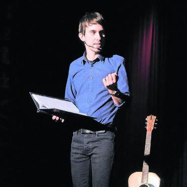 In horrendem Tempo - Michael Feindler bei seinem Auftritt in Muri. Bild: zg