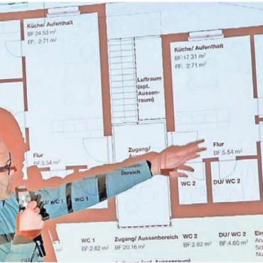 Ein Neubau für Planungssicherheit - Architekt Martin Janser bietet Einblick in die Planung: hier das Obergeschoss.