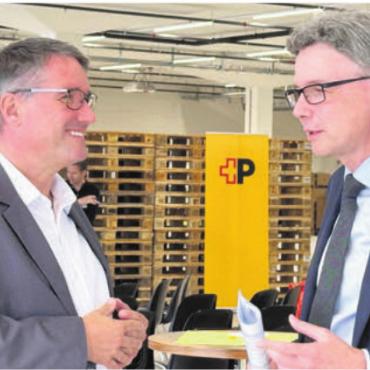 «Hier kann man sich verlaufen» - Christian Levrat (links), Verwaltungsratspräsident der Schweizerischen Post, und Dieter Egli, Volkswirtschaftsdirektor und Landammann des Kantons Aargau.