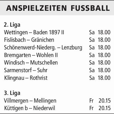 ANSPIELZEITEN FUSSBALL
