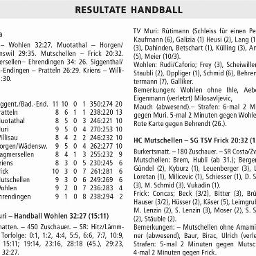 RESULTATE HANDBALL
