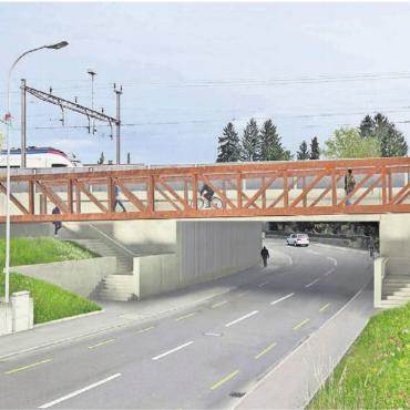 Die Brücke als zentraler Teil - Mit der Rad- und Fusswegbrücke über die Zürcherstrasse ist ein direkter Veloweg Richtung Industrie Muri geplant. Bilder: gk