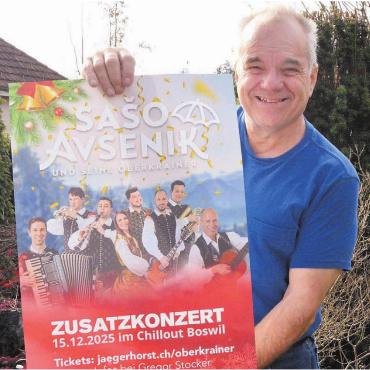 Der Traum wird Realität - «Saso Avsenik und seine Oberkrainer» geben heuer ein Schweizer Konzert – dank Gregor Stocker in Boswil. Bild: Annemarie Keusch