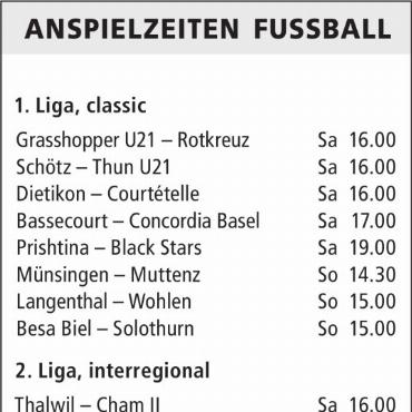ANSPIELZEITEN FUSSBALL
