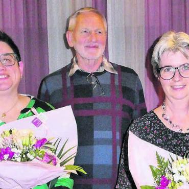 Neue Leitung und neun neue Mitglieder - Manuela Stirnimann hat die technische Leitung von Toni Gassmann übernommen. Luzia Zimmermann löst Herbert Konrad (von links) im Präsidium ab. Bild: zg