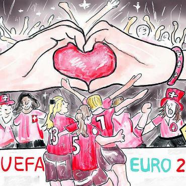 «Eh gewonnen» - Für Karikaturistin «etschgi» ist der Ausgang des Spiels gegen Spanien nicht so wichtig. Sie sagt: «Egal. Die Schweiz und der Frauenfussball haben eh gewonnen.»