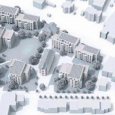 Wo Geschichte auf Moderne trifft - So könnte das Areal einmal aussehen. Deutlich sichtbar das Hauptgebäude in der Mitte.