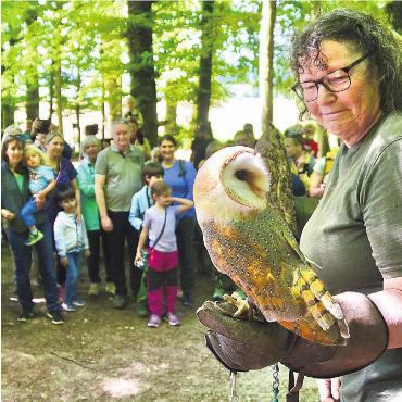 Bilder, Menschen, Emotionen - 18. Mai: Faszination Eulen auf dem Sagenweg in Waltenschwil. Gabriela Hediger mit Schleiereule Loki.