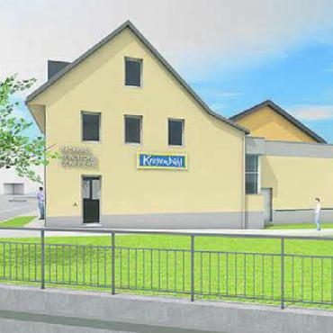 Mit unternehmerischer Weitsicht - Der Anbau mit der Verbindung in die Backstube, wie er geplant ist. Bild: zg