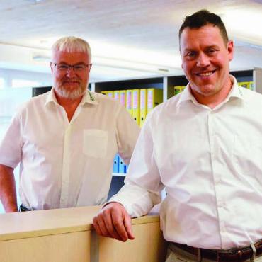 Den Weg konsequent weitergehen - Geschäftsführer Daniel Strebel zusammen mit der Landi-Freiamt-Geschäftsleitung Daniel Appert, Stefan Lüthy und Daniel Urech, von links. Bild: Annemarie Keusch