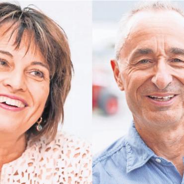 Politbühne und Manege - Die ehemalige Bundesrätin Doris Leuthard und Zirkusdirektor Johannes Muntwyler treffen sich zum Kanti-Talk. Bild: pd