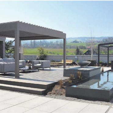 Vielfalt auf dem Dach präsentieren - Eines von verschiedenen Beispielen der Terrassen- und Gartengestaltung, die neu im Rooftop-Showroom zu sehen sind.