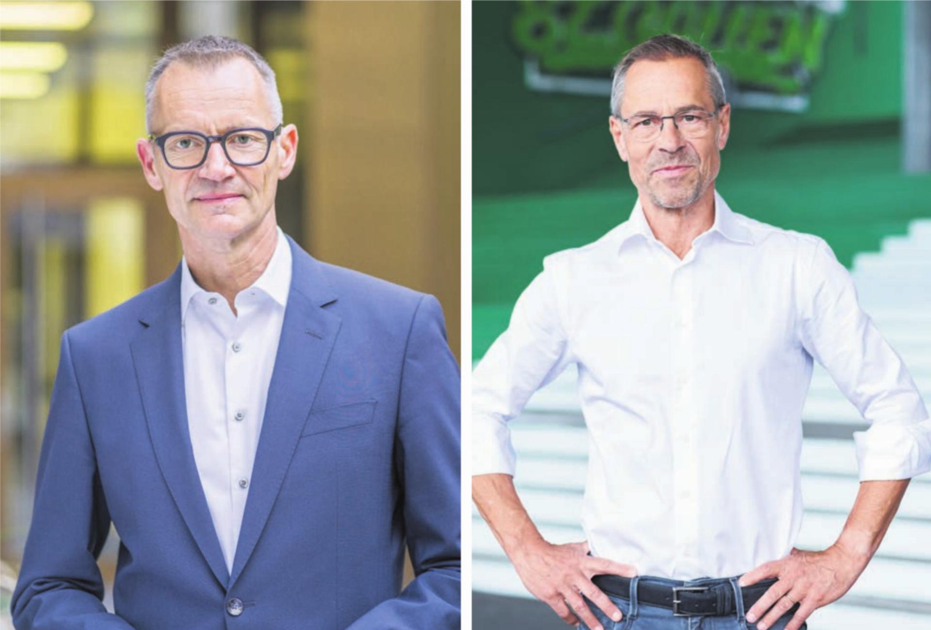 Der UBS-Chefökonom Daniel Kalt (links) und der Ex-Mutscheller, TV-Moderator und FC-St.-Gallen-Präsident Matthias Hüppi werden an der mega24 auftreten. Bilder: zg