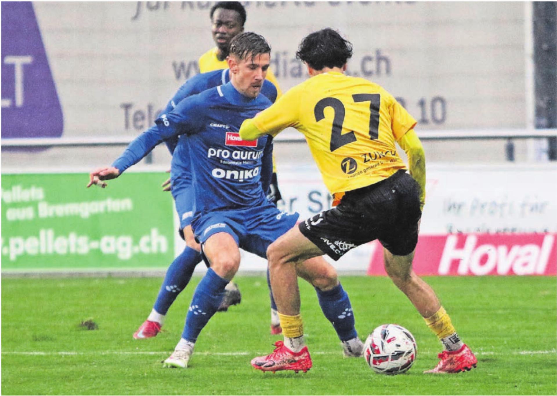 Nicola Peter (links) im Spiel gegen Delémont. Der Auftritt der Wohler war gut, die Punktausbeute zu gering. Am Sonntag wartet der nächste Gegner aus dem Kanton Jura. Kann es der FCW gegen Courtételle besser machen? Bild: Josip Lasic - Das Bild wird blockiert. – Möglicherweise durch einen aktiven Adblocker.