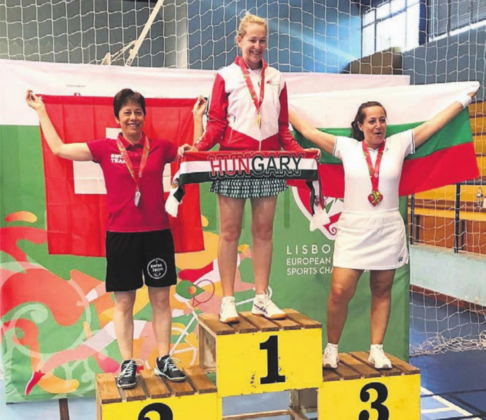 Dreimal Silber, einmal Bronze – Sandra Strebel (links) holte vier Medaillen an den European Transplant Sports Championships. Bild: zg