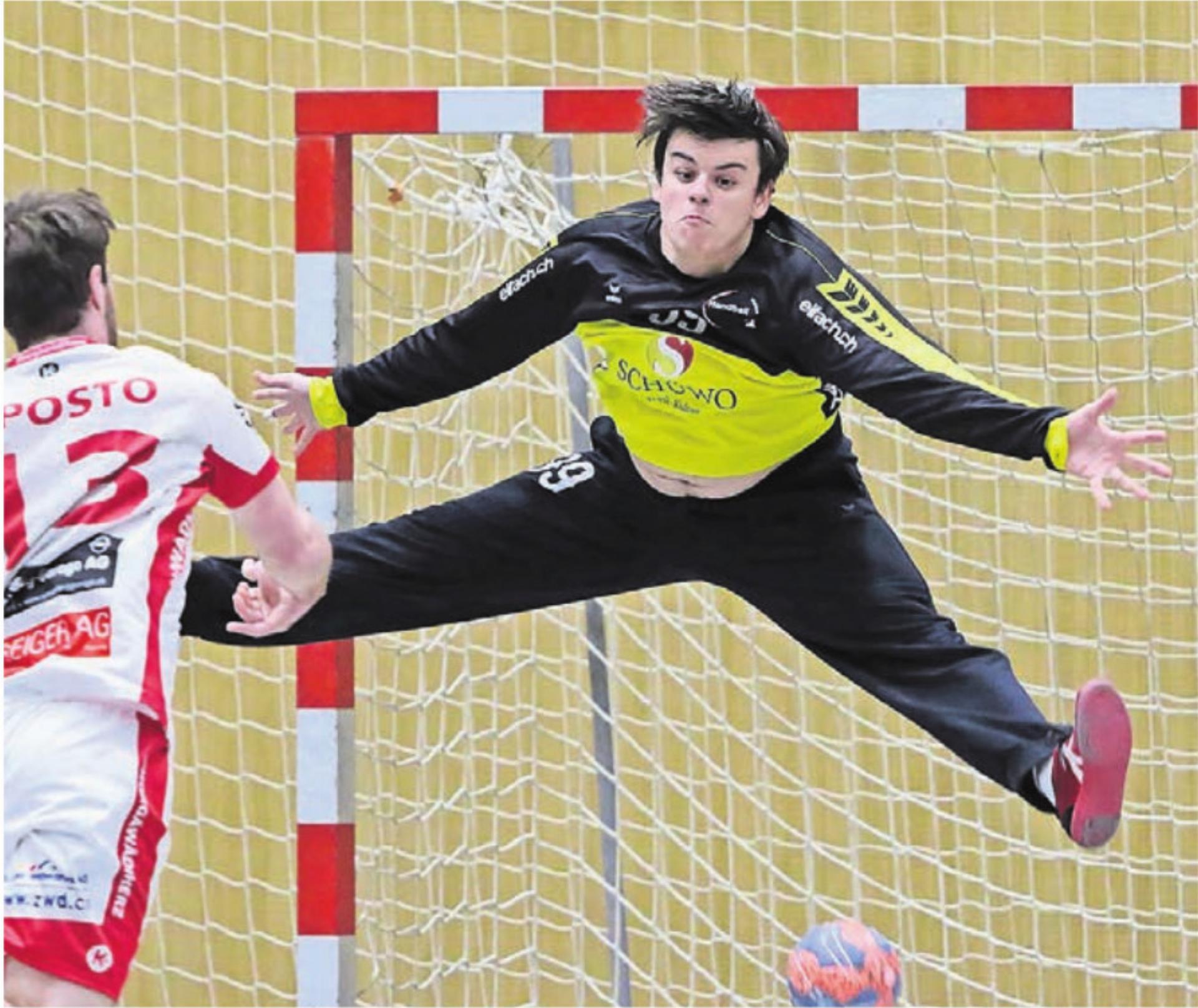 Carlos Caforio (hier im Dress von Handball Wohlen) gibt sein NLA-Debut. Bild: jg - Das Bild wird blockiert. – Möglicherweise durch einen aktiven Adblocker.