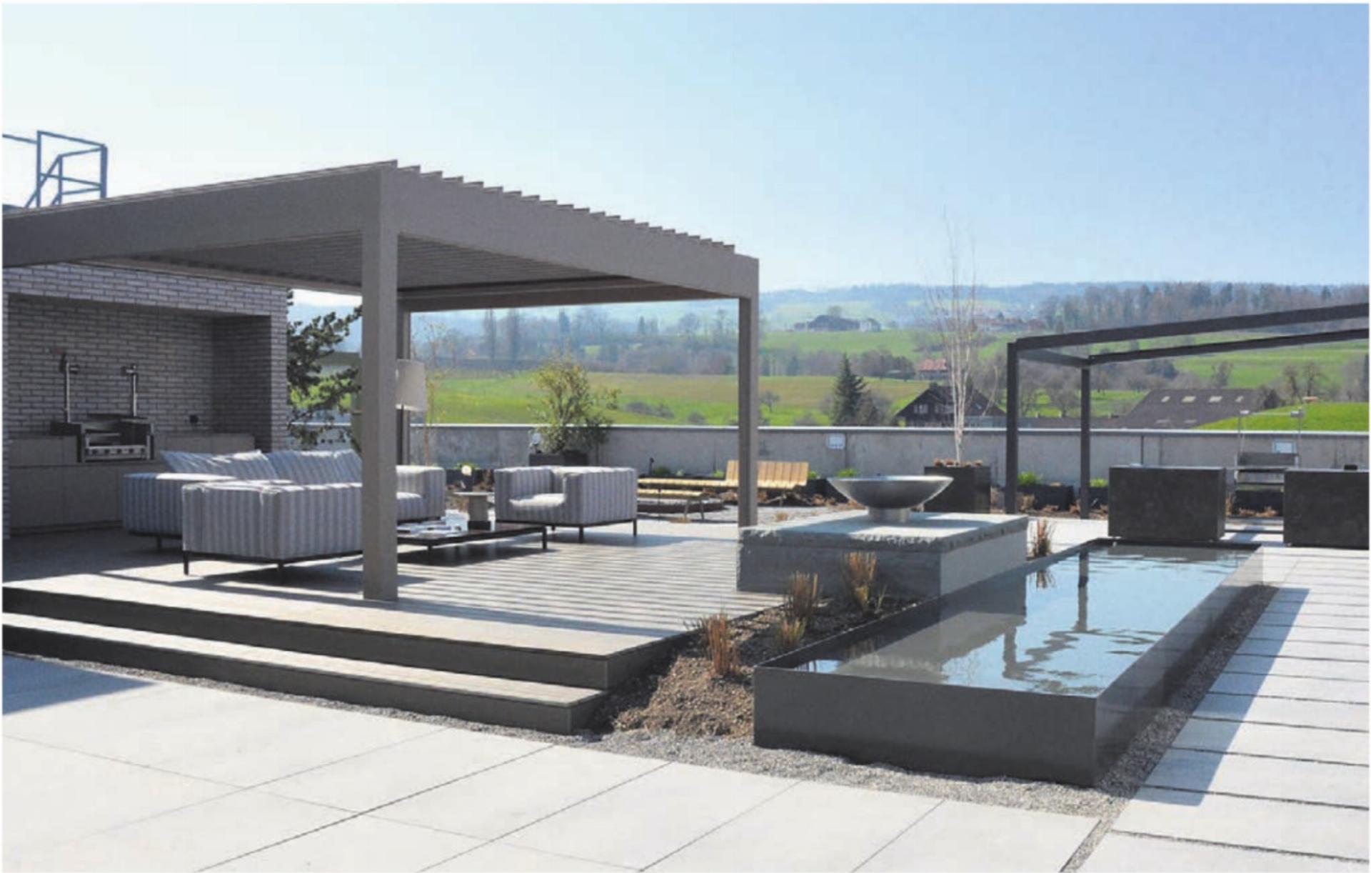 Eines von verschiedenen Beispielen der Terrassen- und Gartengestaltung, die neu im Rooftop-Showroom zu sehen sind. - Das Bild wird blockiert. – Möglicherweise durch einen aktiven Adblocker.