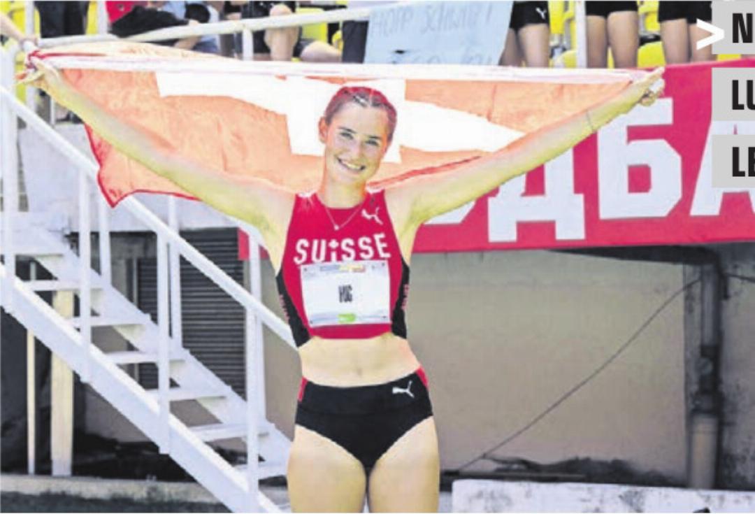 NORINA HUG (17)
LUNKHOFEN / LA MUTSCHELLEN
LEICHTATHLETIK
Das Jahr für die Siebenkämpferin Norina Hug ist wie ein Steigerungslauf. Zuerst sichert sie sich die Limite im Siebenkampf für das «European Youth Olympic Festival» (EYOF). Dann holt das Mega-Talent an der Schweizer Meisterschaft den U18-Titel mit 5689 Punkten, das ist Weltspitze in jener Altersklasse. Am EYOF – ihrem ersten internationalen Anlass – folgt die Krönung mit dem Gewinn der Silbermedaille. NORINA HUG (17)
LUNKHOFEN / LA MUTSCHELLEN
LEICHTATHLETIK
Das Jahr für die Siebenkämpferin Norina Hug ist wie ein Steigerungslauf. Zuerst sichert sie sich die Limite im Siebenkampf für das «European Youth Olympic Festival» (EYOF). Dann holt das Mega-Talent an der Schweizer Meisterschaft den U18-Titel mit 5689 Punkten, das ist Weltspitze in jener Altersklasse. Am EYOF – ihrem ersten internationalen Anlass – folgt die Krönung mit dem Gewinn der Silbermedaille.