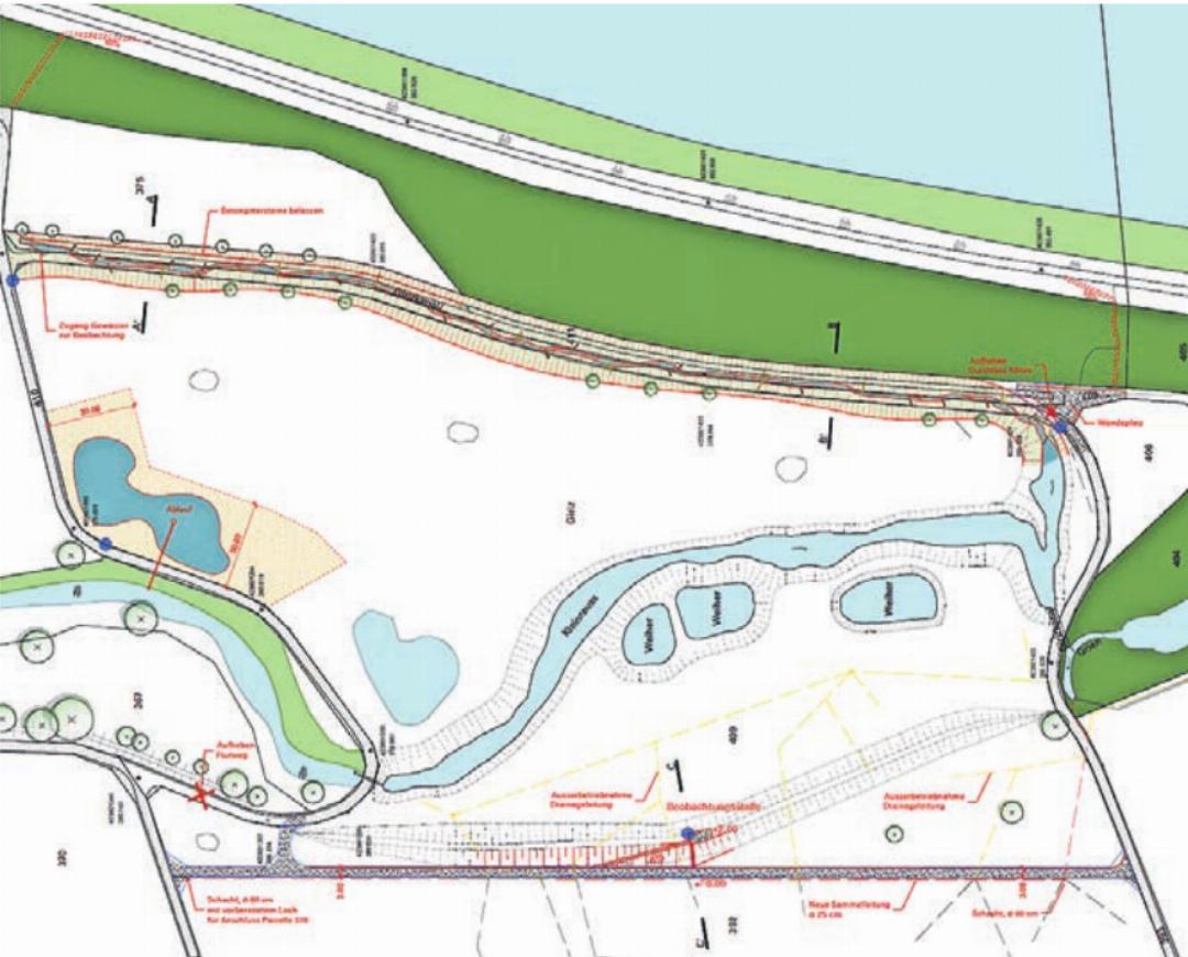 Der Girizkanal (umrahmt von der hellgrün markierten Fläche) soll aufgewertet werden, der Flurweg umgelegt (unterer Bildrand). Der Girizkanal (umrahmt von der hellgrün markierten Fläche) soll aufgewertet werden, der Flurweg umgelegt (unterer Bildrand).