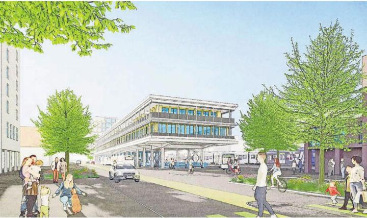 So könnten der neue Busbahnhof und die Zürcherstrasse frühestens 2030 aussehen. Bilder: Sabrina Salm / zg So könnten der neue Busbahnhof und die Zürcherstrasse frühestens 2030 aussehen. Bilder: Sabrina Salm / zg