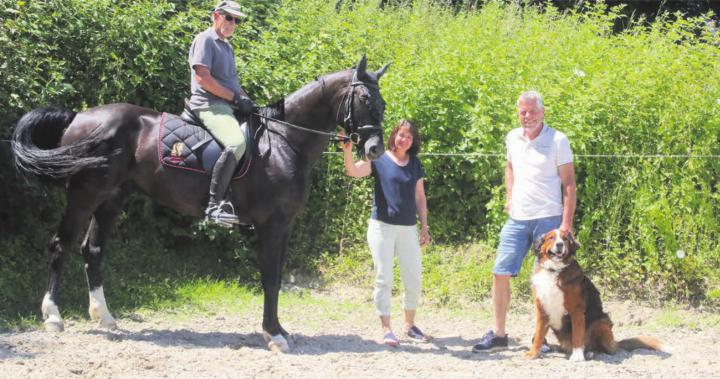 Das Team des Kavallerievereins Bünztal freut sich auf die Springkonkurrenz. Von links: Josef Breitschmid, Corinne Schramm, Markus Schädeli. Bild: Josip Lasic