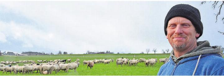 Mit Blick auf seine Herde – so ist Marcel Frei glücklich. Bild: ake