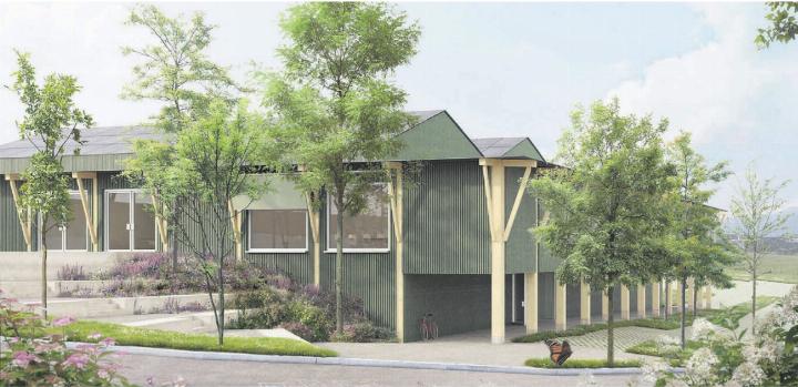 Die Visualisierung zeigt, wie die Mehrzweckhalle «Libelle» ausgesehen hätte. Realität wird sie nun aber nie. Bild: Archiv Die Visualisierung zeigt, wie die Mehrzweckhalle «Libelle» ausgesehen hätte. Realität wird sie nun aber nie. Bild: Archiv