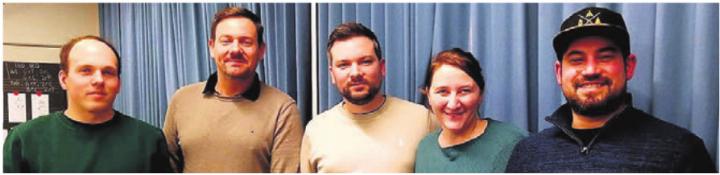 Der neue Vorstand, von links: Damian Furrer, Benjamin Schaffner, Präsident Claas Vetter, Daniela Farrér und Philipp Roth. Bild: zg