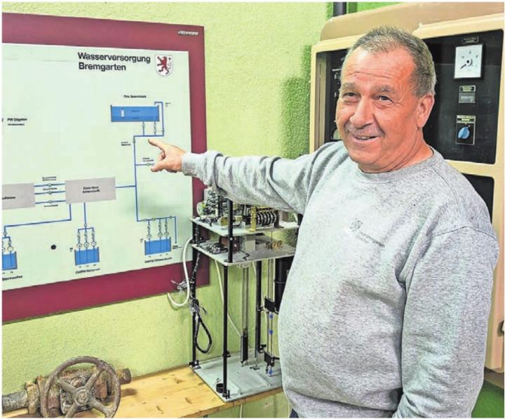 Brunnenmeister Hans-Peter Stöckli gibt Interessenten im Rahmen einer geführten Tour Einblick in sein Schaffen.    Bild: huy