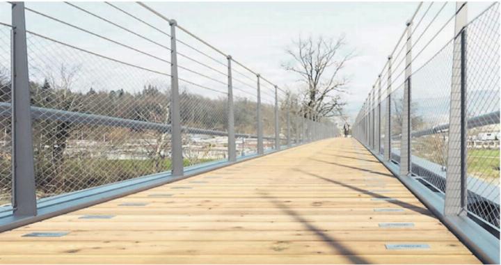 Unter anderem kann man mit einer Spende eine Gravur auf einer Holzbohle des Stegs erhalten. Bild: zg