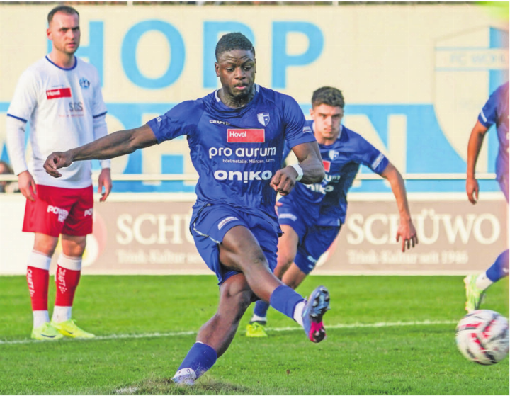 14 Saisontore. Dramane Sissoko schiesst den FC Wohlen auswärts in Basel zum 0:1-Sieg. Bild: Andy Müller / Archiv 14 Saisontore. Dramane Sissoko schiesst den FC Wohlen auswärts in Basel zum 0:1-Sieg. Bild: Andy Müller / Archiv