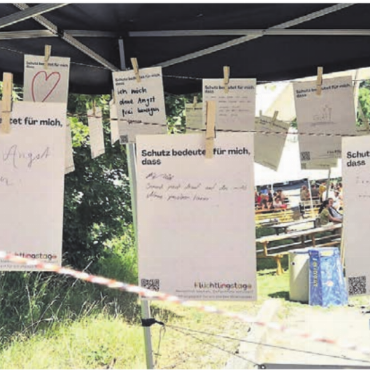 Bedürfnis sichtbar machen - Zahlreiche Zettel zeigen auf, was Schutz für die Menschen bedeutet. Bild: zg