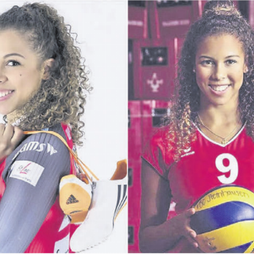 Sprunghaftes Geheimnis - Eine Frau, die stets für Überraschungen gut ist. Einst startete sie als Volleyballerin (rechts). Ab der Saison 2017/18 (links) war sie erstmals im Bob unterwegs. Und jetzt wechselt Melanie Hasler erneut die Sportart – und wird Weitspringerin. Bilder: zg