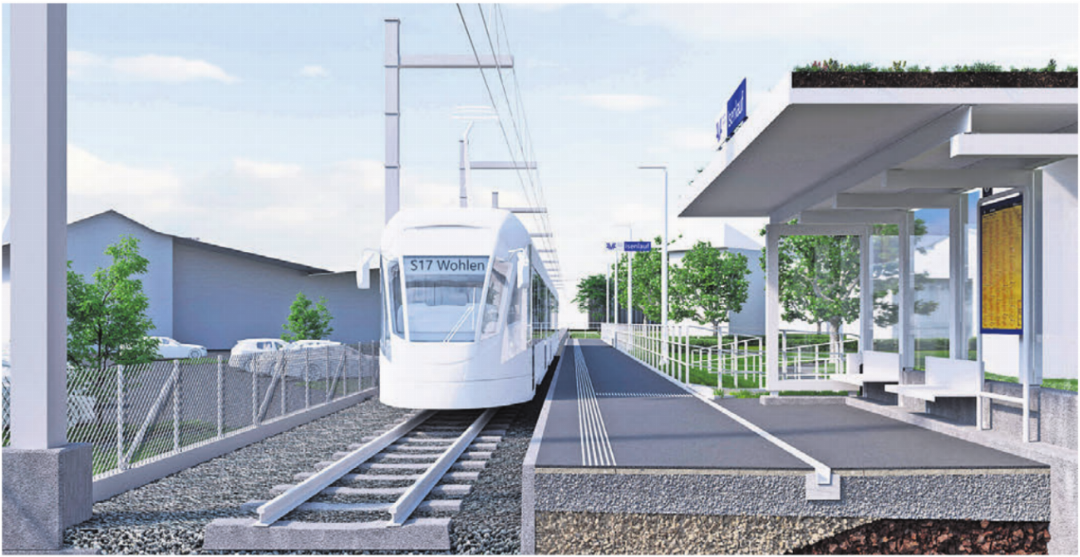 So wird der Isenlauf-Bahnhof nach Beendigung der Bauarbeiten Ende August daherkommen. Bild: pd So wird der Isenlauf-Bahnhof nach Beendigung der Bauarbeiten Ende August daherkommen. Bild: pd