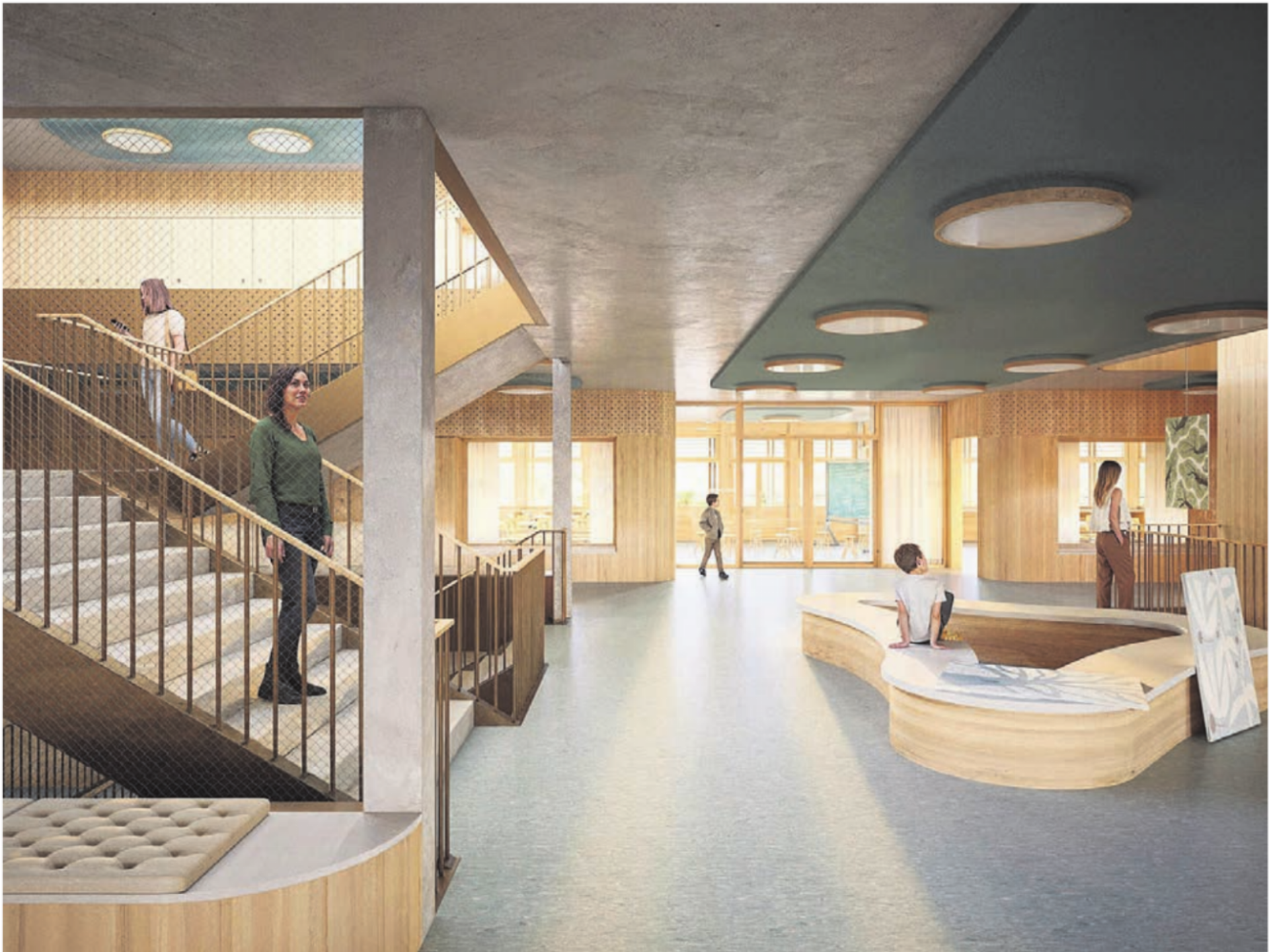 So stellen sich die Planer das neue Mittelstufenschulhaus in der Mühlematten vor. Das Generalplaner-Mandat ging jetzt an eine Arbeitsgemeinschaft, bestehend aus der Xaver Meyer AG aus Villmergen und der Hegi Koch Kolb   Partner Architekten AG aus Wohlen. Visualisierung: Archiv - Das Bild wird blockiert. – Möglicherweise durch einen aktiven Adblocker.